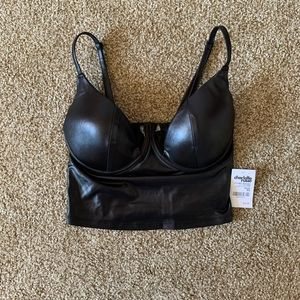 charlotte russe black leather bustier